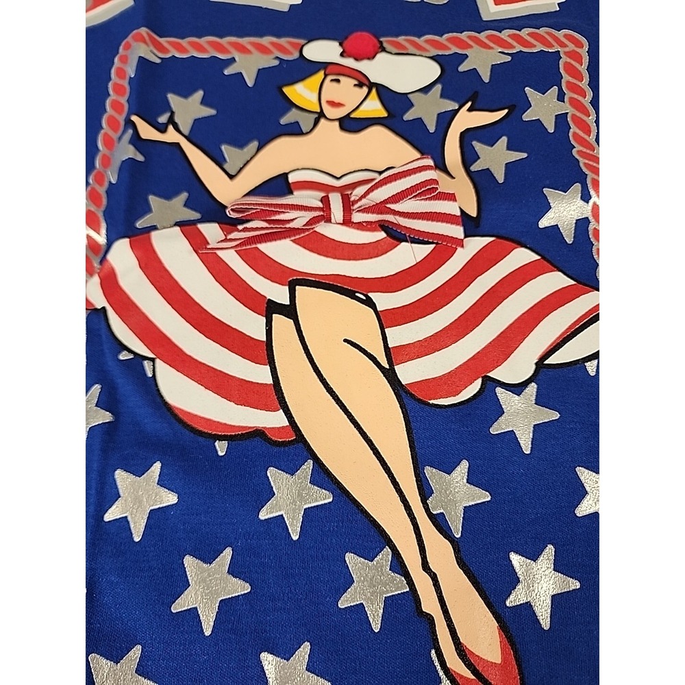 Vintage Tickle Me New York Girls Pajama Set Blue Nautical Pinup Red White Stripe - Picture 3 of 13